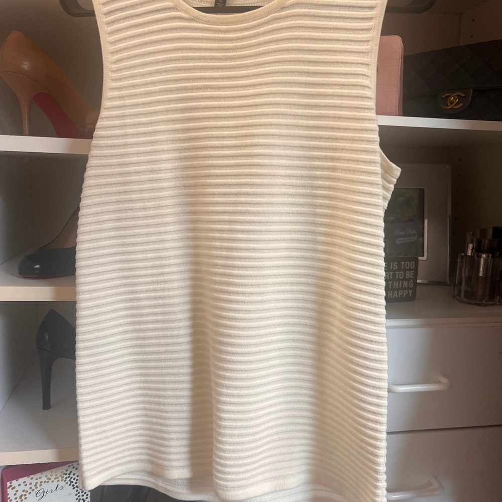 Talbots Cream Ribbed Cardigan Sweater - Picture 2 of 3
